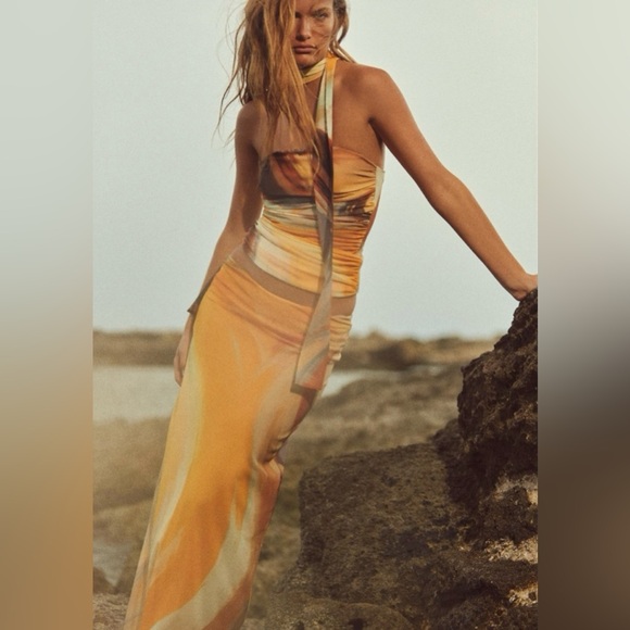 Zara Dresses Zara Set Printed Tulle Skirt Bandeau Top Poshmark